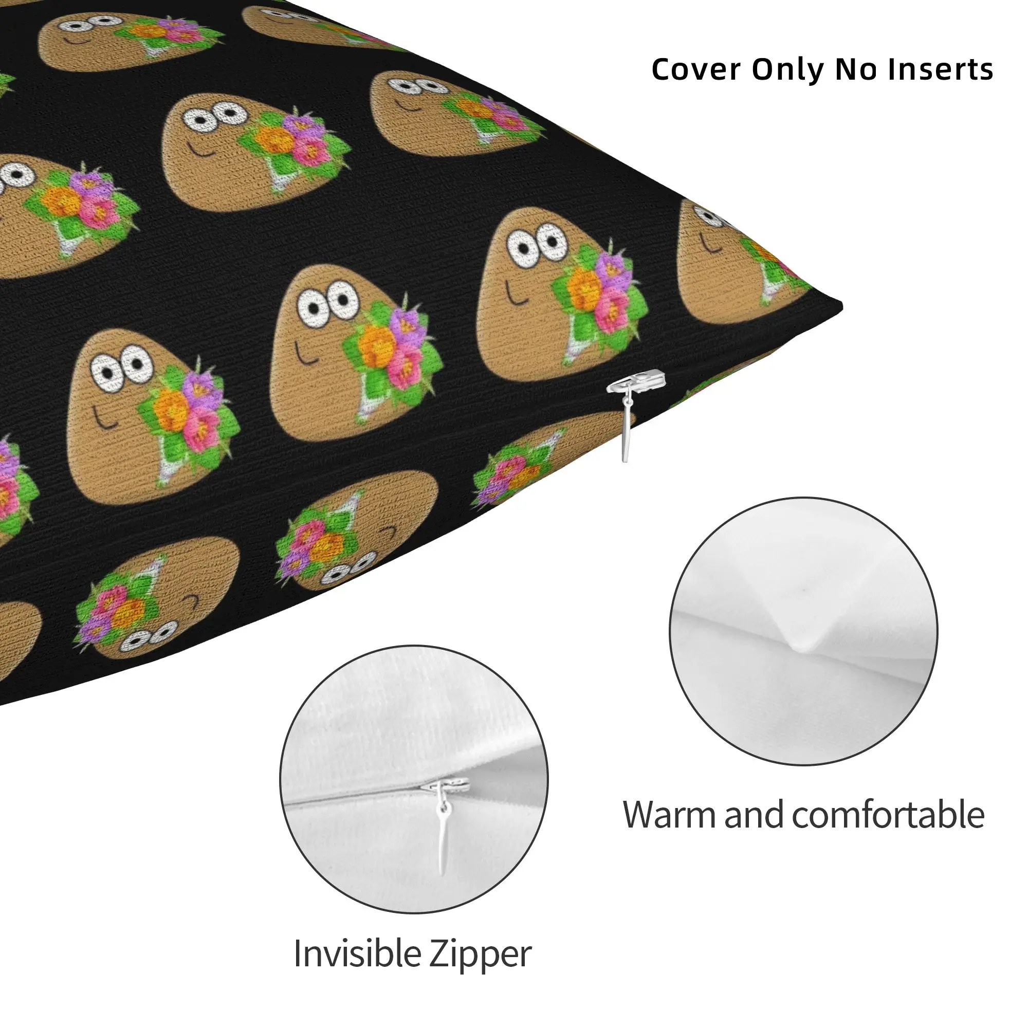 Virtual-Alien Pet P-Pou Pillowcase Printing Fabric Cushion Cover Decorations Cartoon Game Pillow Case Cover Sofa Square