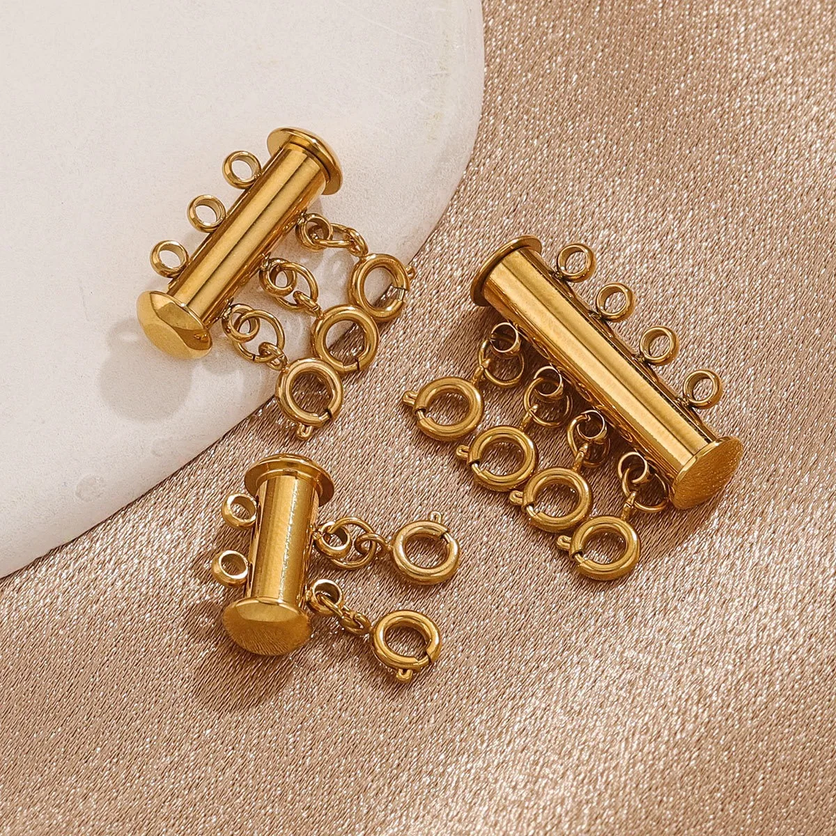 

Gold Stainless Steel Layered Bracelet Necklaces DIY Connectors Slide Clasps Bracelet Closure Necklace Clasp Jewelry Making