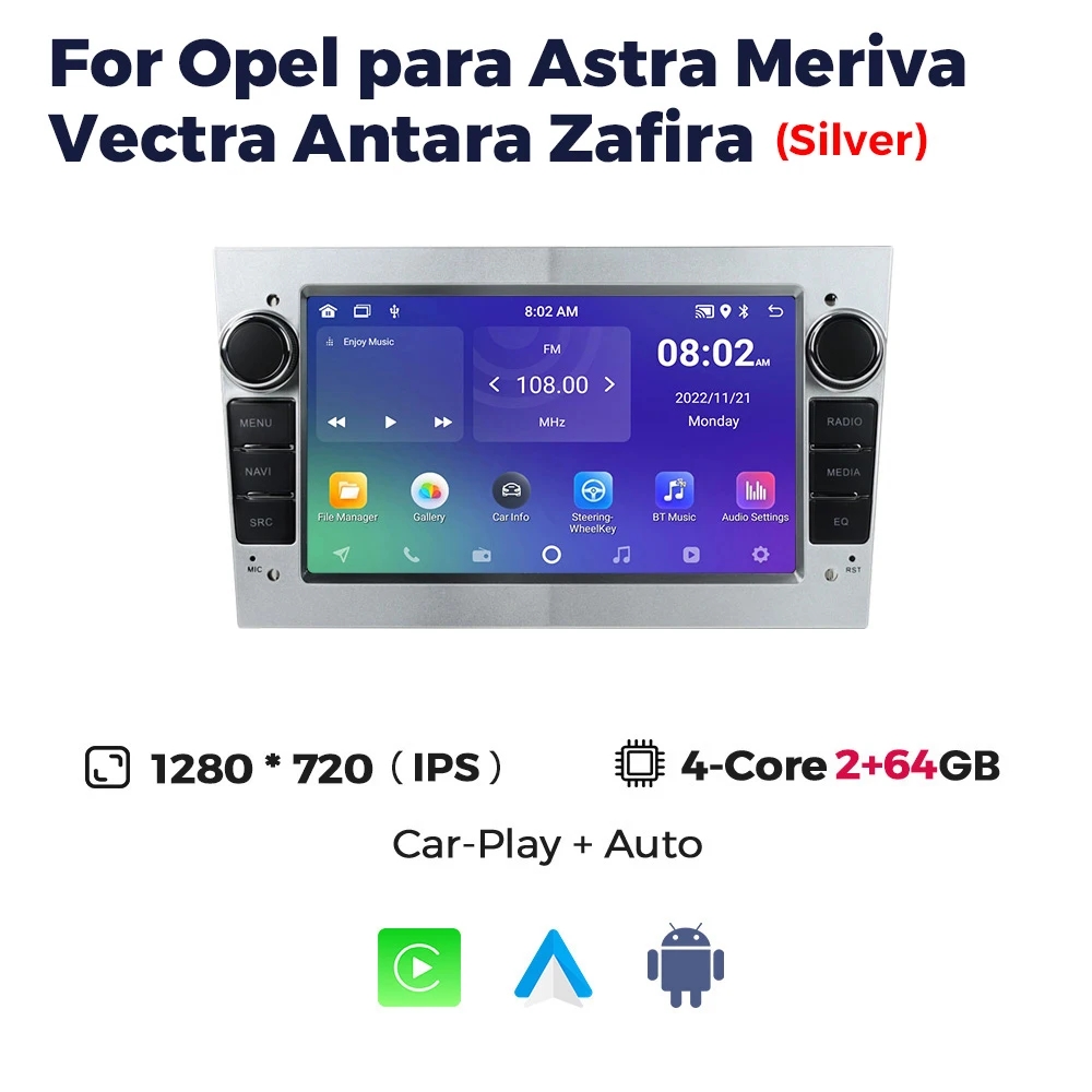 Auto radio multimedia voor Opel Astra H J 2004 Vectra Vauxhall Antara Zafira Corsa C D Vivaro Meriva Veda draadloze CarPlay
