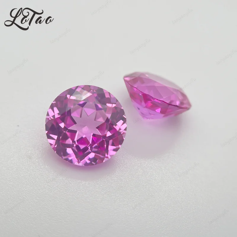 

DIY Jewelry Pink Lab Grown Sapphire Beads Round Cut Charm Beads for Bracelet & Ring Optional Certificate