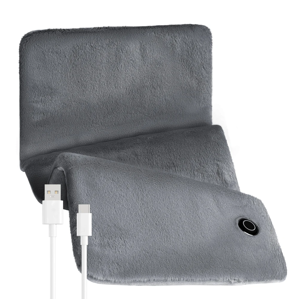 USB 5V Heating Pad，3 Heat Settings，For Pain & Cramps Relief，Grey Ultra Soft Material，23.6*11.8inches，Washable，With 59inch Cable