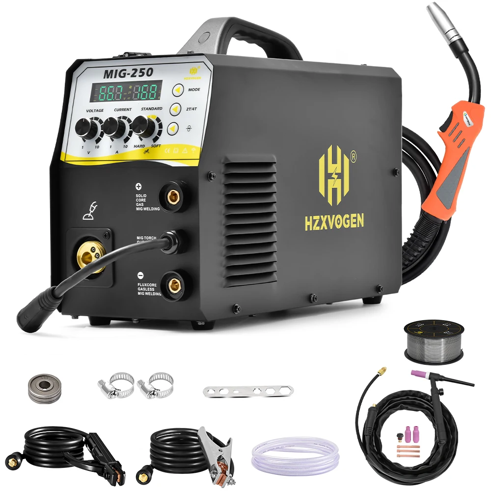 HZXVOGEN 4 IN 1 MIG ARC TIG Welder Gas Gasless 2T 4T 220V IGBT MIG Welder INVERTER TIG MMA Stick Semi-automatic Welding Machine