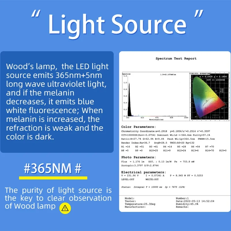 Houtlamp Voor Huidanalysator Machine Ultraviolette Lamp Uv Huidonderzoek Schoonheidstest Gezichtsvergrotende Analyze Vitiligo Lamp