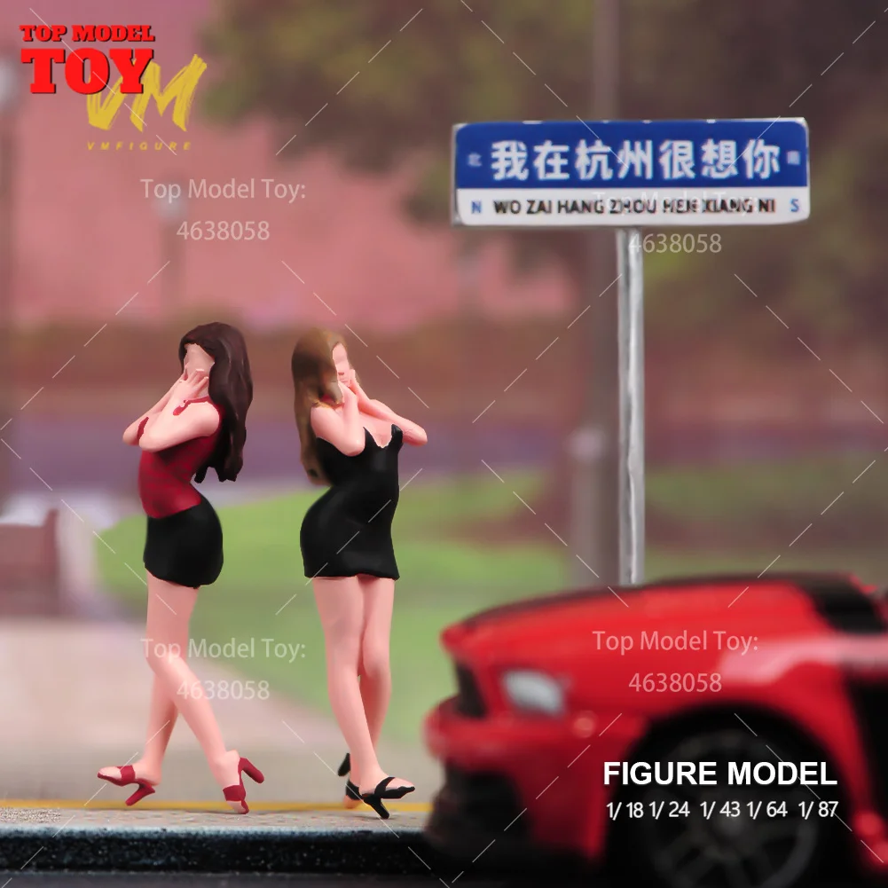 Painted Miniatures 1/64 1/87 1/43 Dancing Lady Wearing High Heels Short Skirts Scene Figure Accessory Unpainted Model ForDecorat