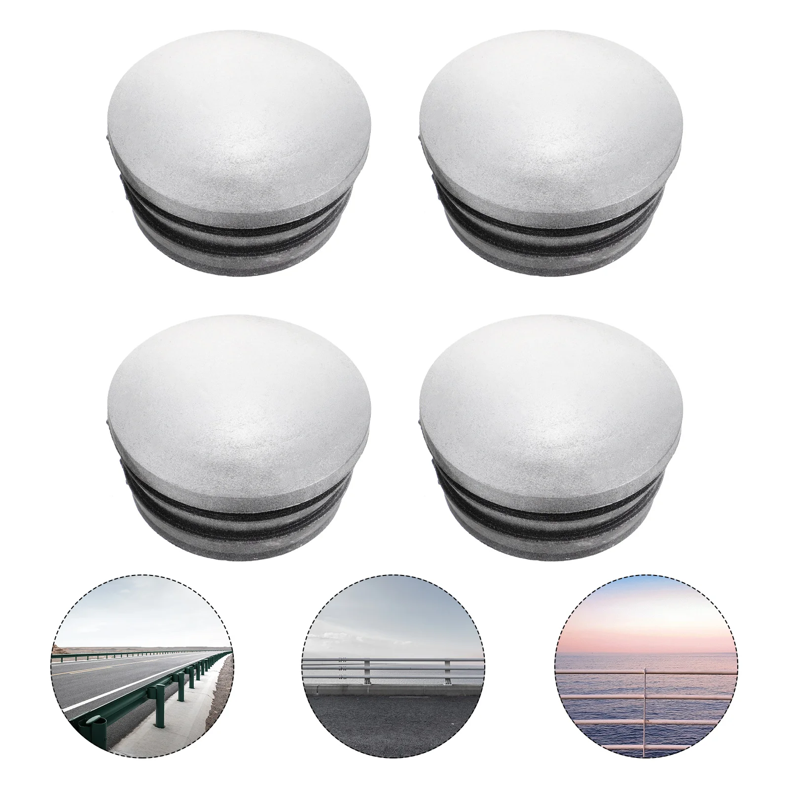 

4 Pcs Column Cap Fence Post Posts Toppers Round Tap Rubber Reflective Cover Caps Covers