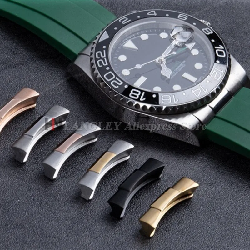 Solid Curved End Link Silver for Rolex Submariner Water Ghost End Link for Daytona 116503/116500 for Rubber Leather Watch Band