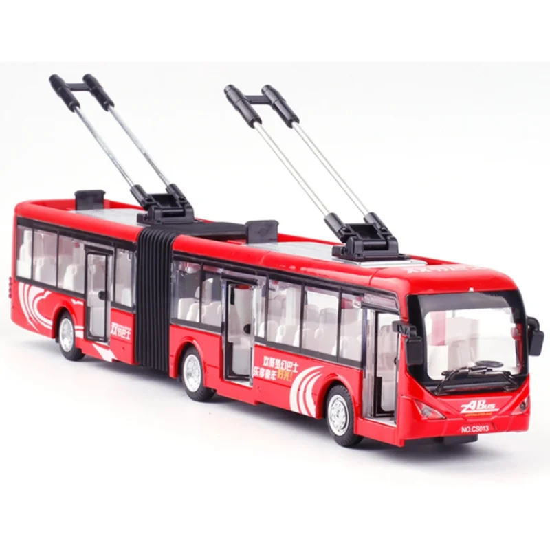 

TEMIKIDS 1:48 Double Section Bus Alloy Pull Back Car Model Toy Gift B304