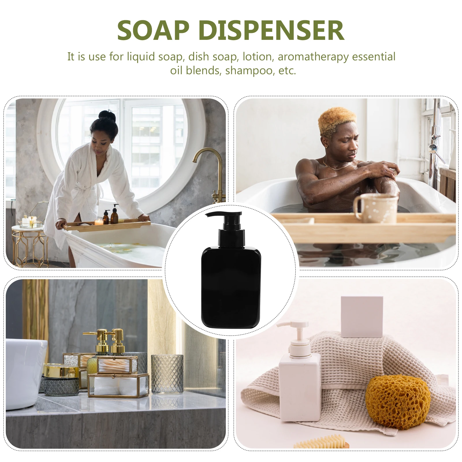 

4 Pcs 150ml Men's Acid Facial Cleanser Bottles Square Travel Pump Shampoo Lotion Refillable for Skincare