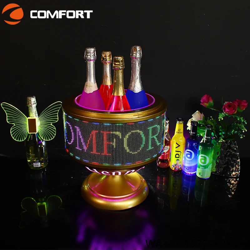 Nightclub Bar Rechargeable Acrylic Led Message Board Lighted Liquor Beer Wine Whiskey Bottle Presenter Bottle Round Glorifier