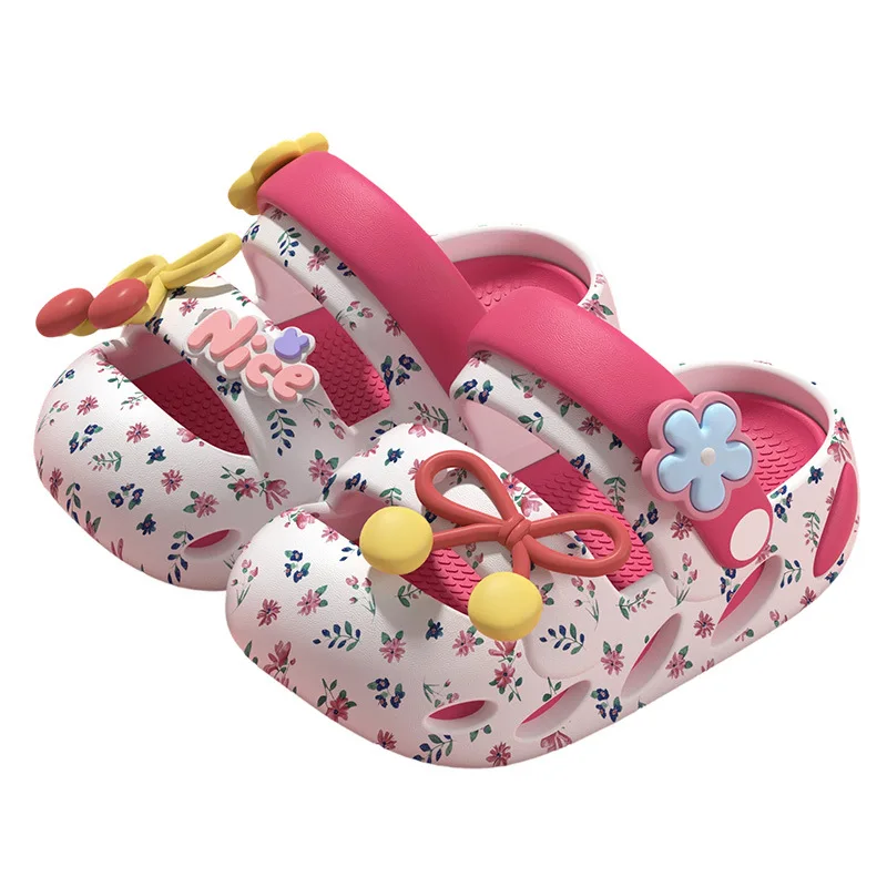 Children's Home Bow Slippers 2026 New EVA Outdoor Anti Slip Kids Sandals Boys Girls Cartoon Toe Protection Beach Shoes - view 5