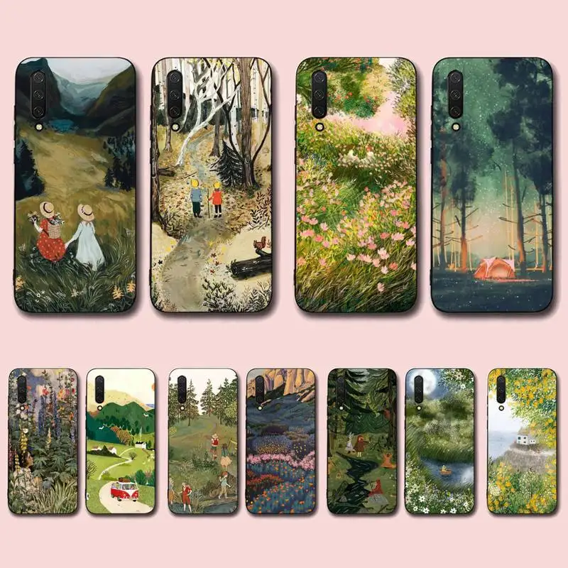 Cartoon Scenery Girl  Phone Case for Xiaomi mi 5 6 8 9 10 lite pro SE Mix 2s 3 F1 Max2 3