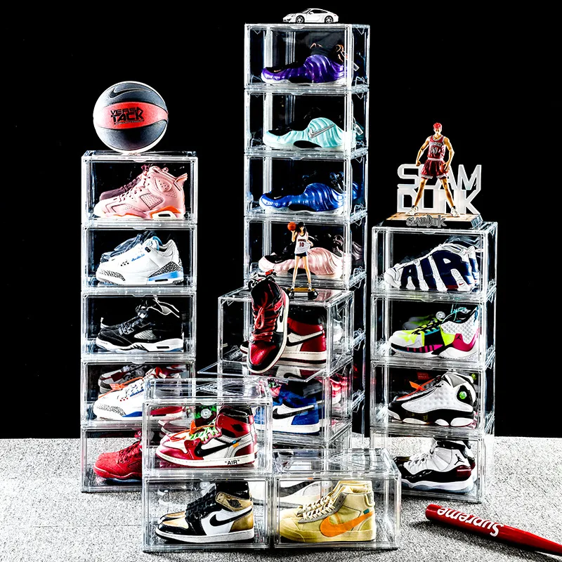 Large Assembled Side-opening Shoe Box, Fully Transparent, Can Hold Sports Shoes, Can Be Folded and Freely Stacked for Storage