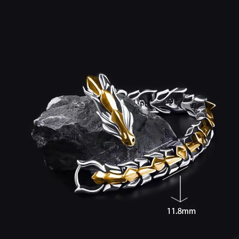 3 Color 20CM Men's Viking Domineering Dragon Vintage Punk Hiphop Bangle Bracelet Birthday Gift