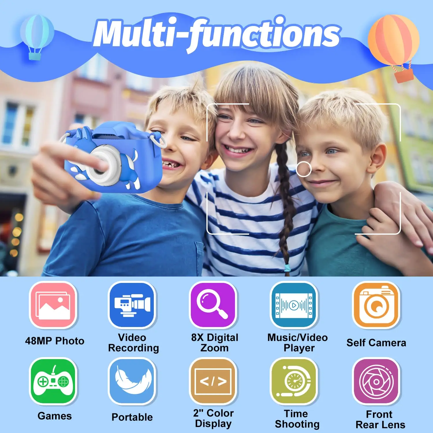 Kids Camera Toy Digital Camera with 32GB SD Card HD 1080P Video Toys Birthday Gift for Boys Girls Toddler Children