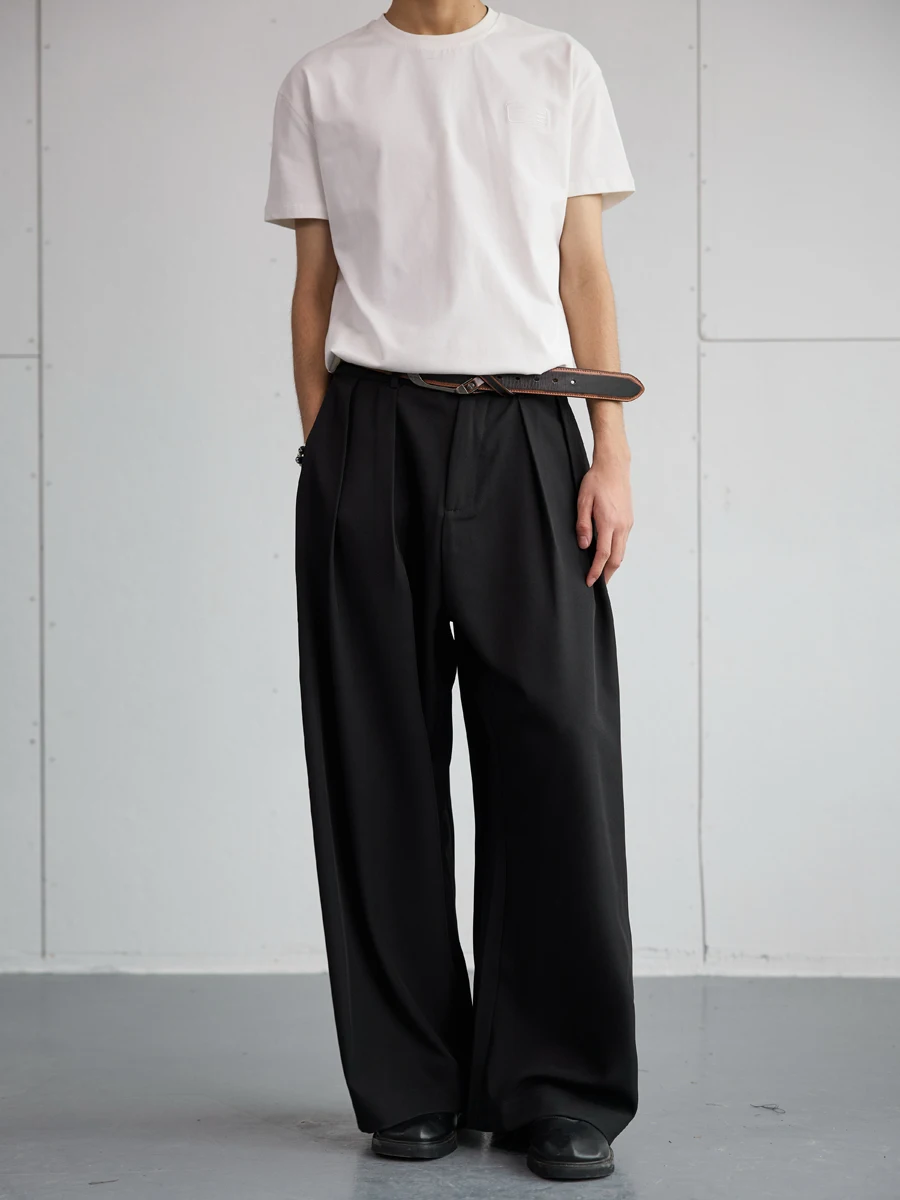 

Water Wednesday Off-Du Spring 2025 Men's Loose Straight Leg Casual Trousers Couple's Pants Drapey Sle Long Polyester Fiber