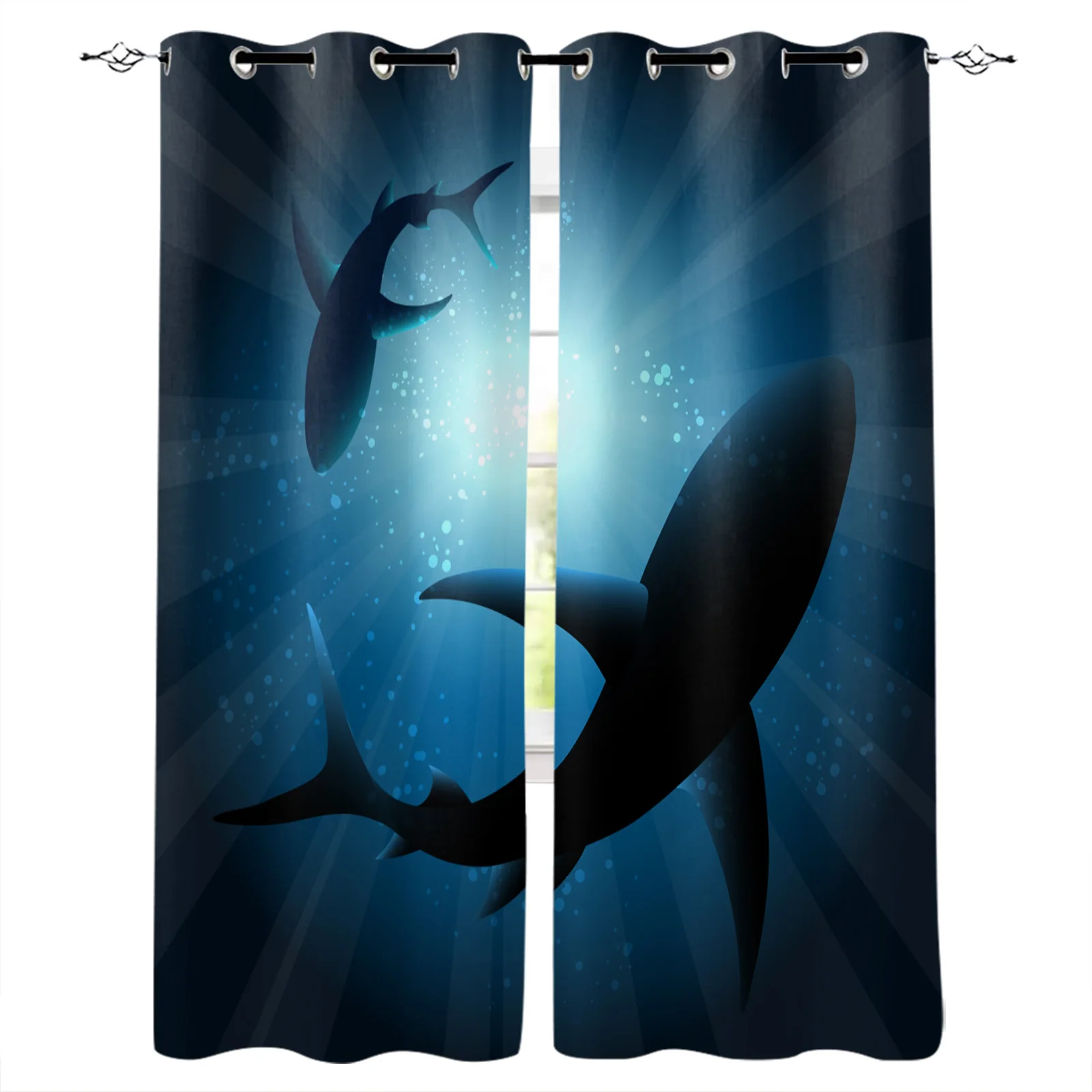 

Shark Silhouette Blackout Curtains Window Curtains For Bedroom Living Room Decor Window Treatments