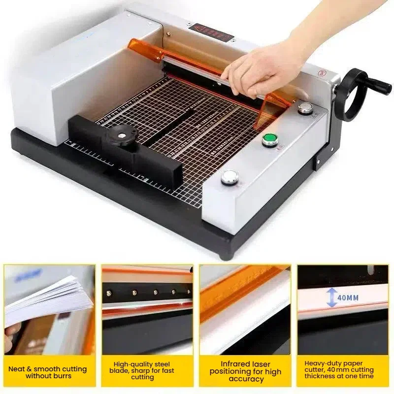 Fully Automatic A4 Paper Cutter Electric Cutting Machine All-metal Body Can Cut 40mm Multifunctional Heavy-duty Electric Cutter