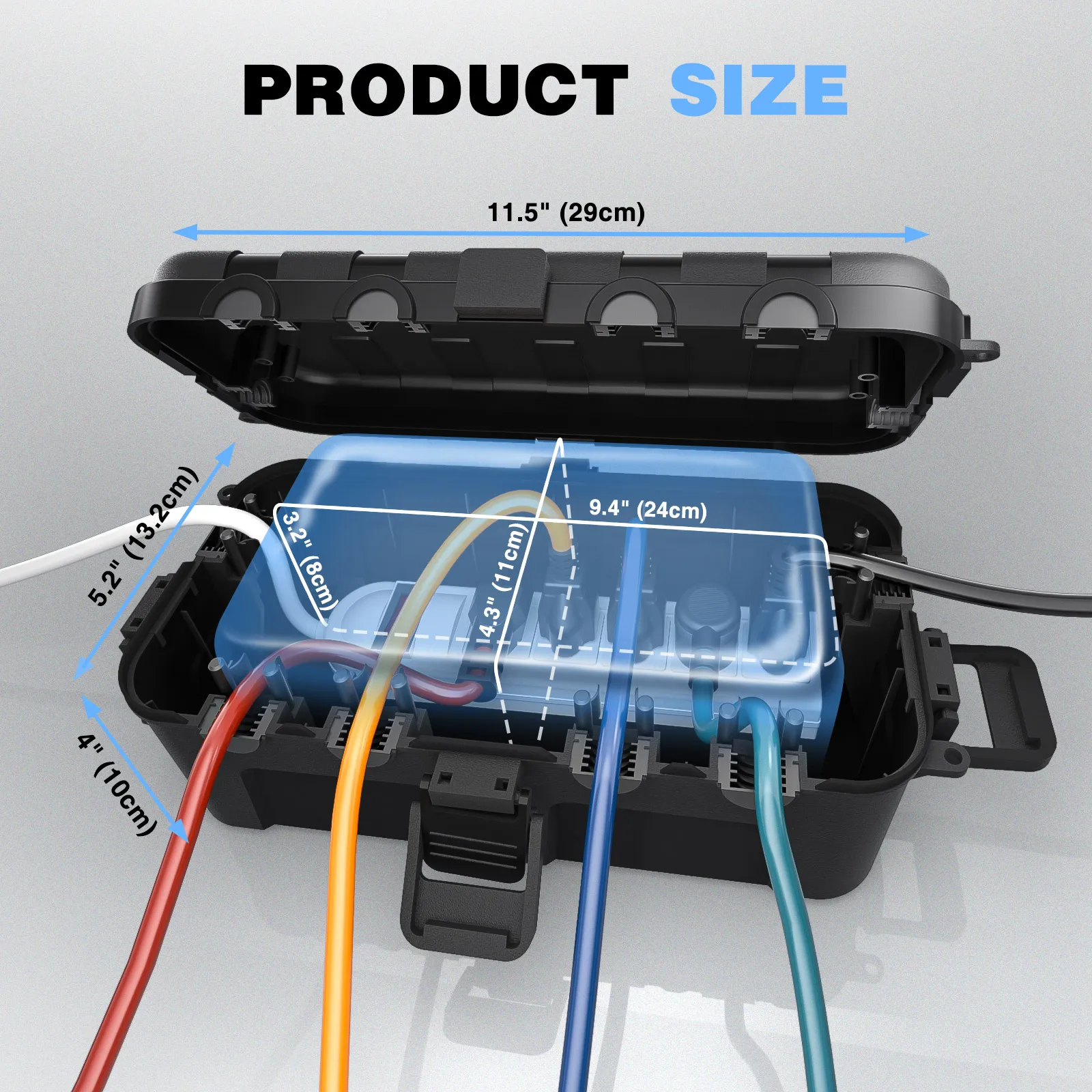 29x13.2x10cm Weatherproof Connection Box Outdoor Extension Cord Cover Outdoor Electrical Cover For Outside Power Cord/Plug/Strip