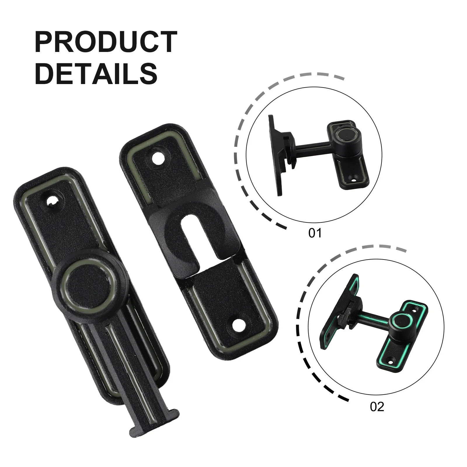 Cerradura de puerta pestillo de puerta corredera hebilla de puerta luminosa punzón libre pernos de puerta Interior pestillo ángulo recto cerradura de puerta corredera Hardware