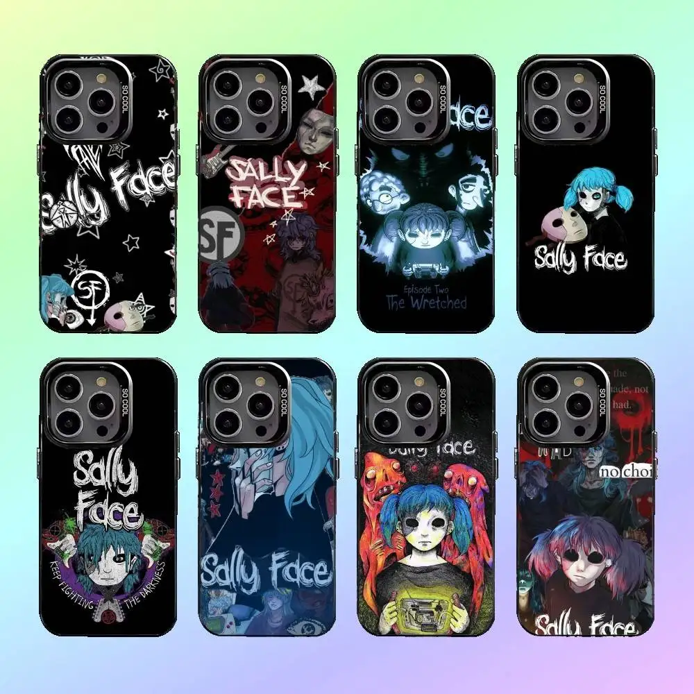

Mini Shockproof Cartoon S-Sally Face SF Phone Case For iPhone17,16,15,14,13,12,11 Colored Silver Plated Inside Cover
