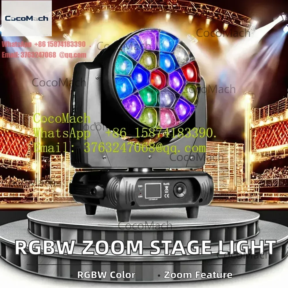 Mini 19x40W Zoom B-eye LED Moving Head Light with 2 In 1 Flight Case Professional Stage Lighting for DJ Disco Event Party