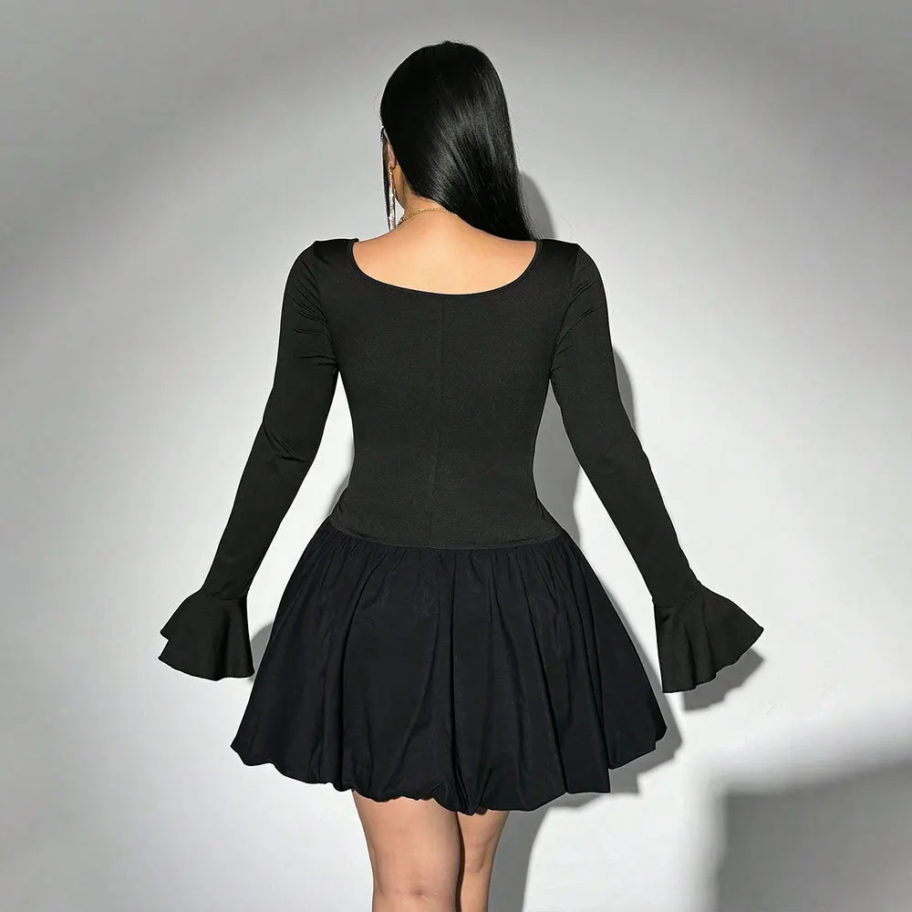 Plus Size Women's French Style Sexy Dress Autumn Winter New Waist Slimming Elegant A-line Short Dress Elegantes Casual Y2k