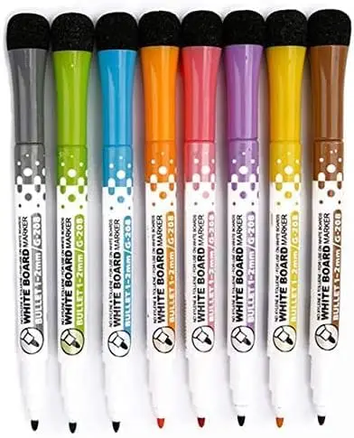 

Dry Erase Markers for Whiteboard with Eraser Caps 8 Pack Ultra Fine Tip Assorted Colors Low Odor for Office Classroom Home
