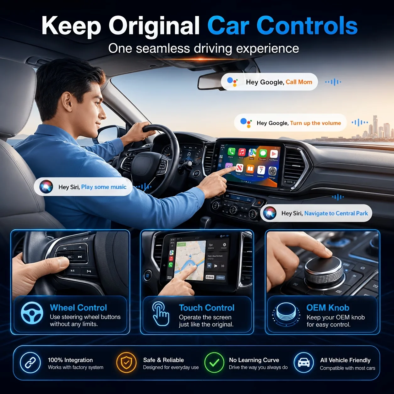 Compact Model of Wireless Carplay, a 2-In-1 Device in Black, Featuring an Upgraded Version with a 0.5-Second Delay And No Batter