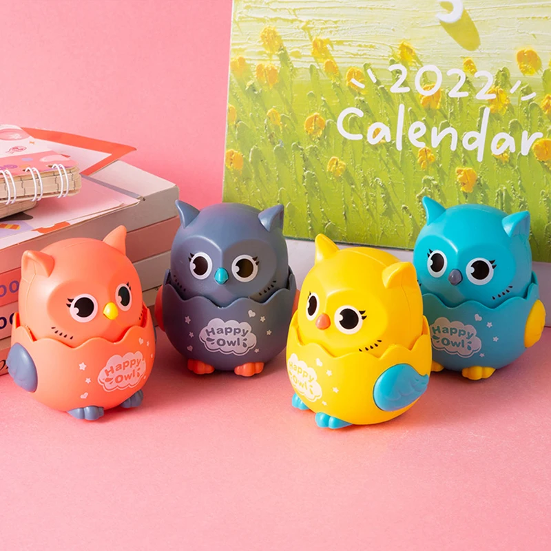 Simulation Animal Owl Clockwork Toy Cartoon Winding Creative Press Owl Inertia Toy Birthday  Adult Gifts
