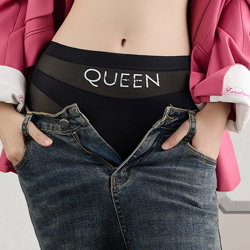 High Waisted Tummy Control Panties for Women Ice Silk Seamless Breathable Underwear Thin Comfortable