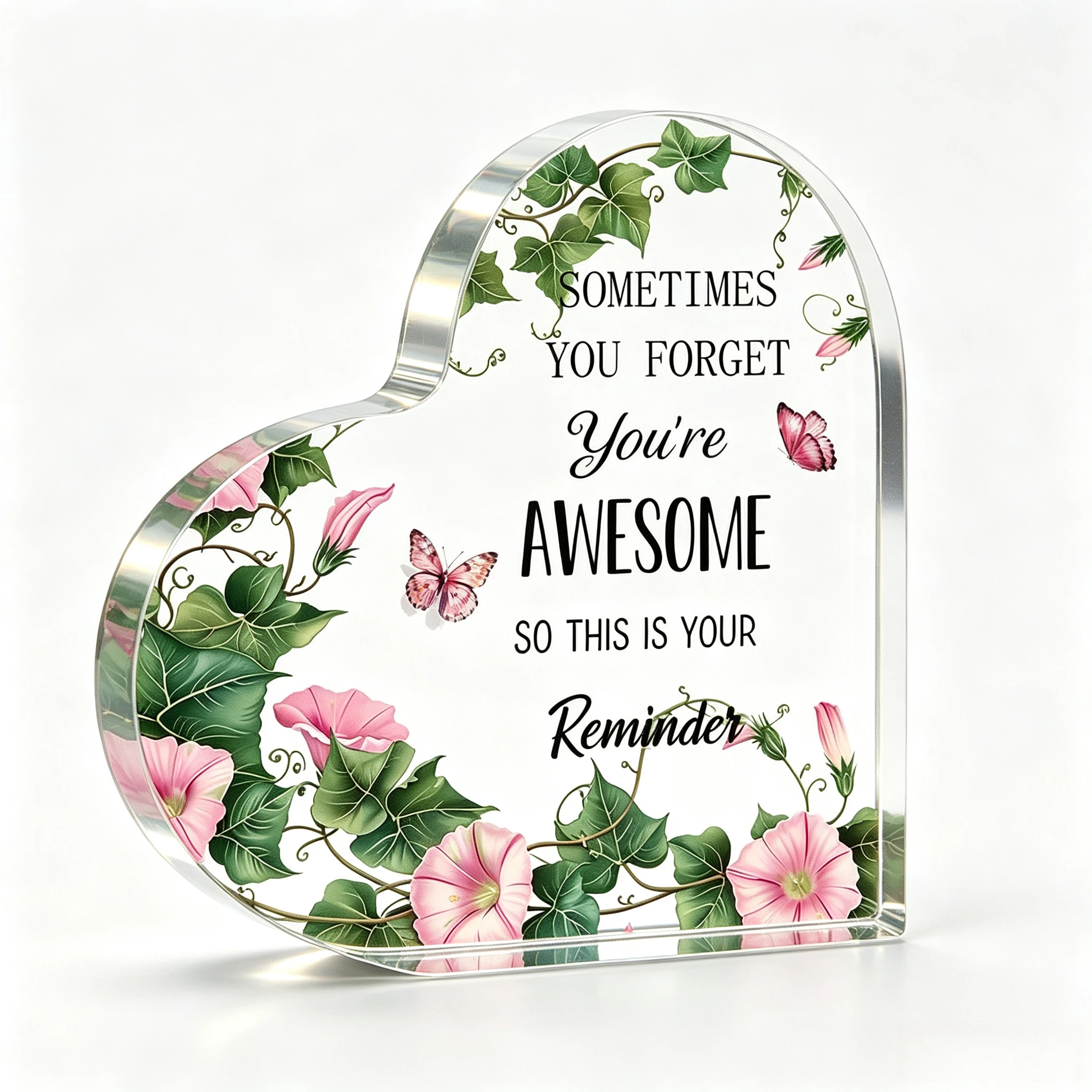 Whenever You Find Yourself Doubting How Far You Can Go Just Remember How Far You Have Come 4 x 4 inches Acrylic Heart Keepsake, Gift for Women Men Family and Friends