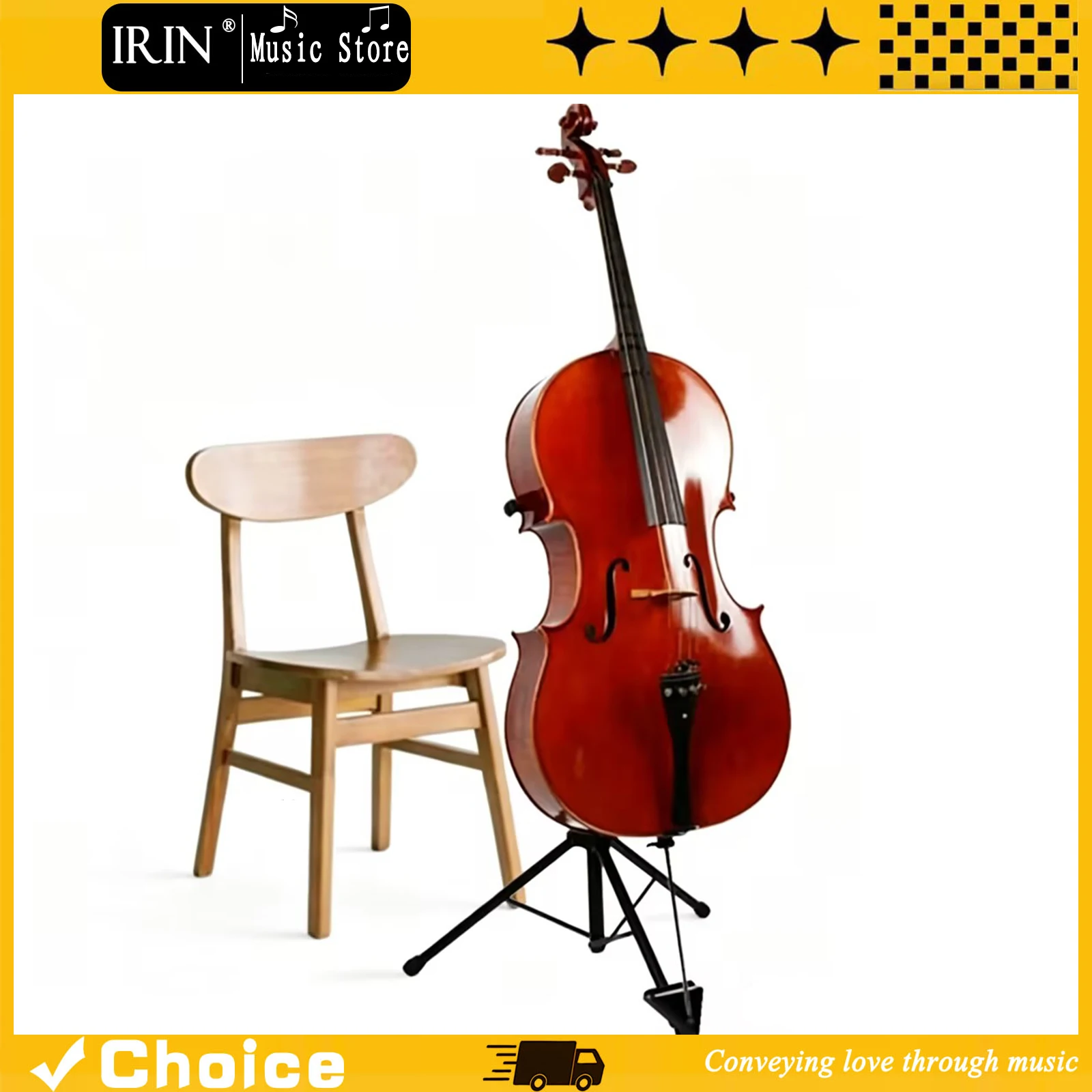 

Flanger Cello Stand with 4 Legged Support Stand Looped Cello Metal Stand Hangable Bow String Instrument Accessories