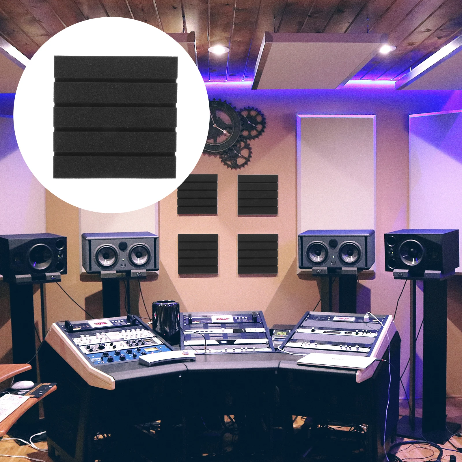 

6pcs Soundproofing Panels High Density Acoustic Foam Flame Resistant Noise Reducing For Music Rooms Recording Studios Sound