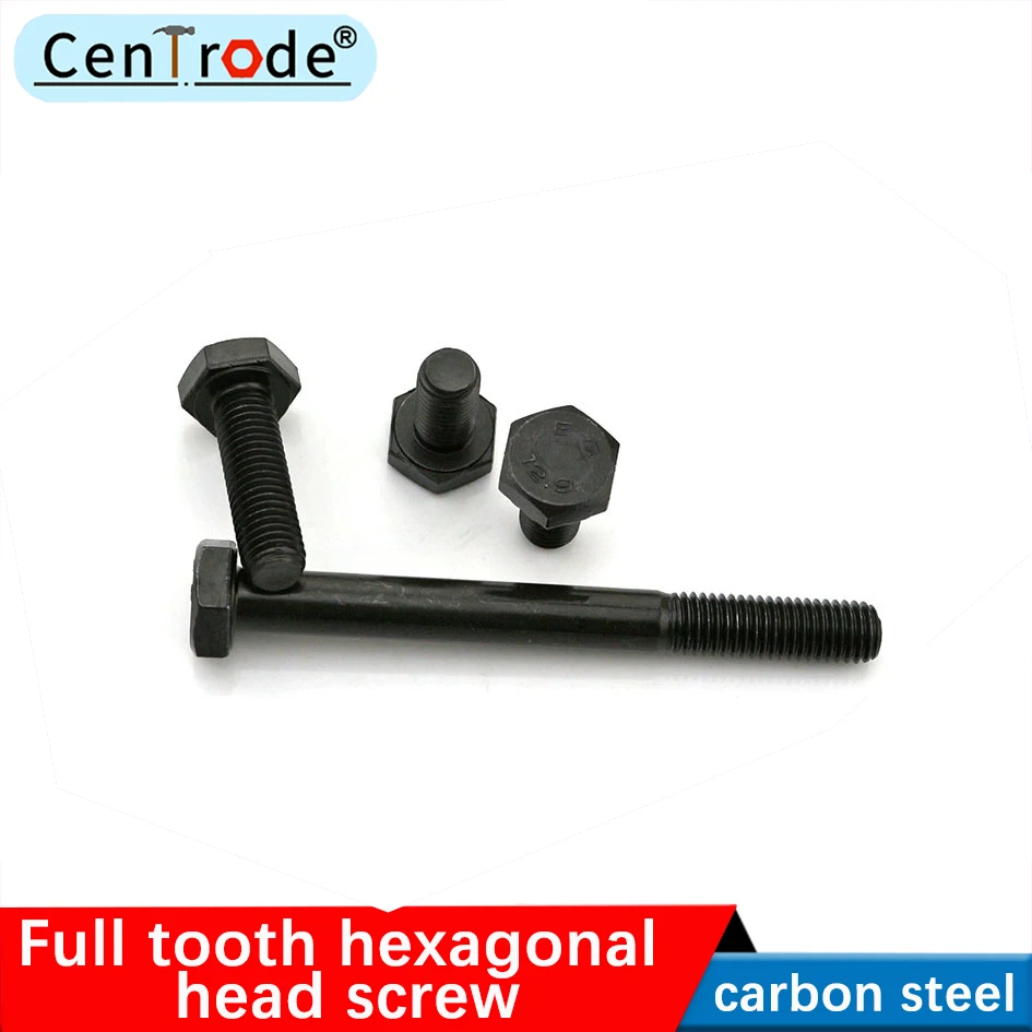 12.9 grade hex head screw alloy steel high strength hex head full  tooth bolt M5 M6 m8m10