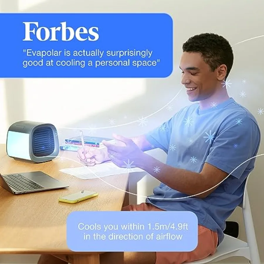 Portable AC unit for desk, office, car, camping; EVA material; grey; evaporative cooling fan combo