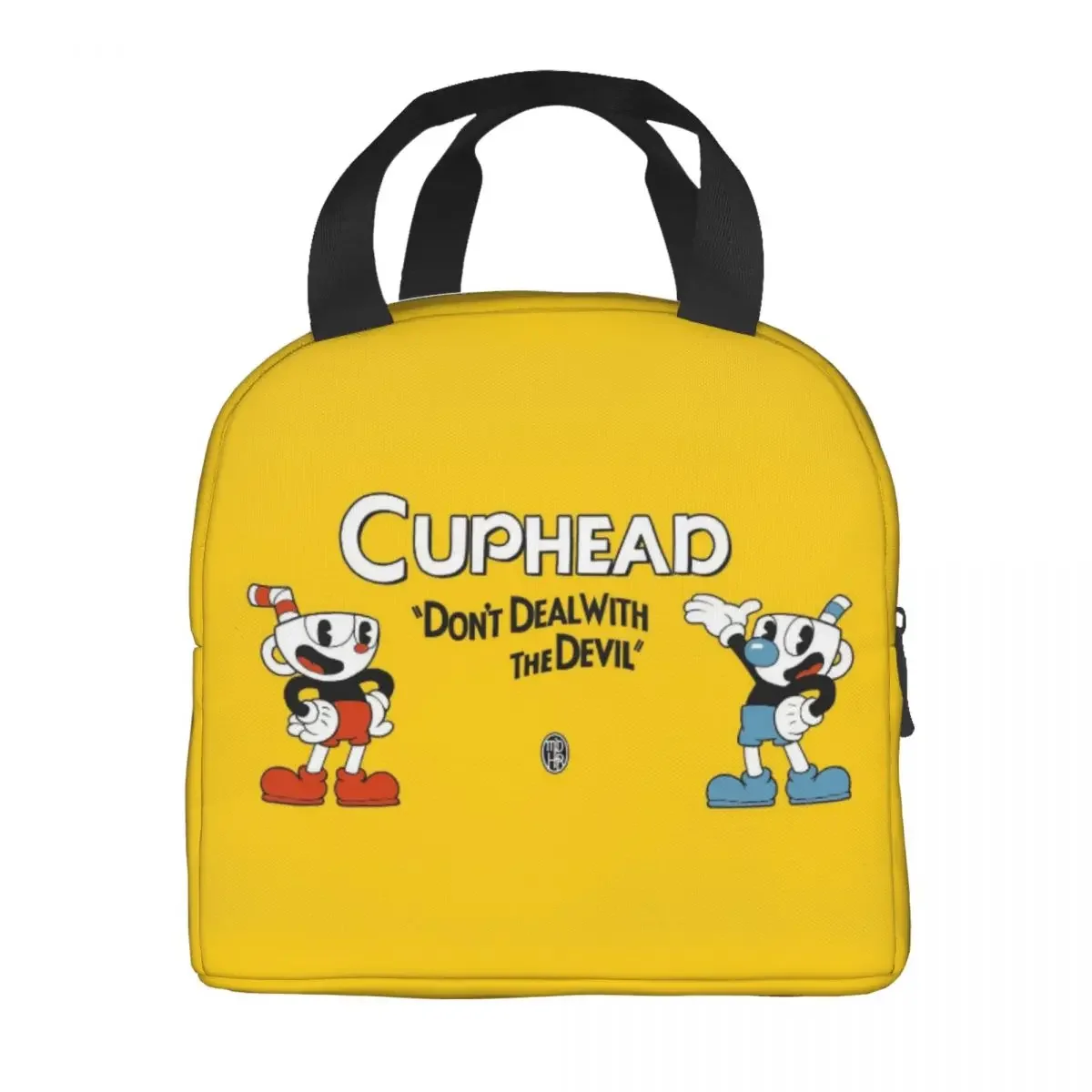 Cuphead Mugman Thermal Insulated Lunch Bag Women Video Game Lunch Container for School Office Outdoor Multifunction Food Box