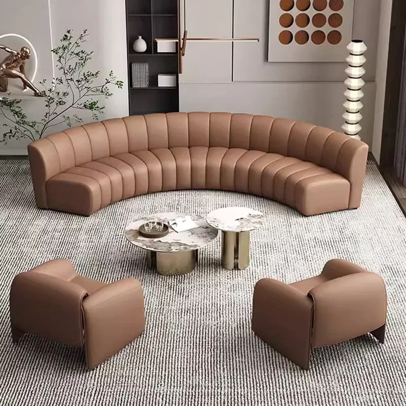 Fashion new curved creative sofa, bar KTV office hotel multi-person negotiation leisure leather sofa 5 groups