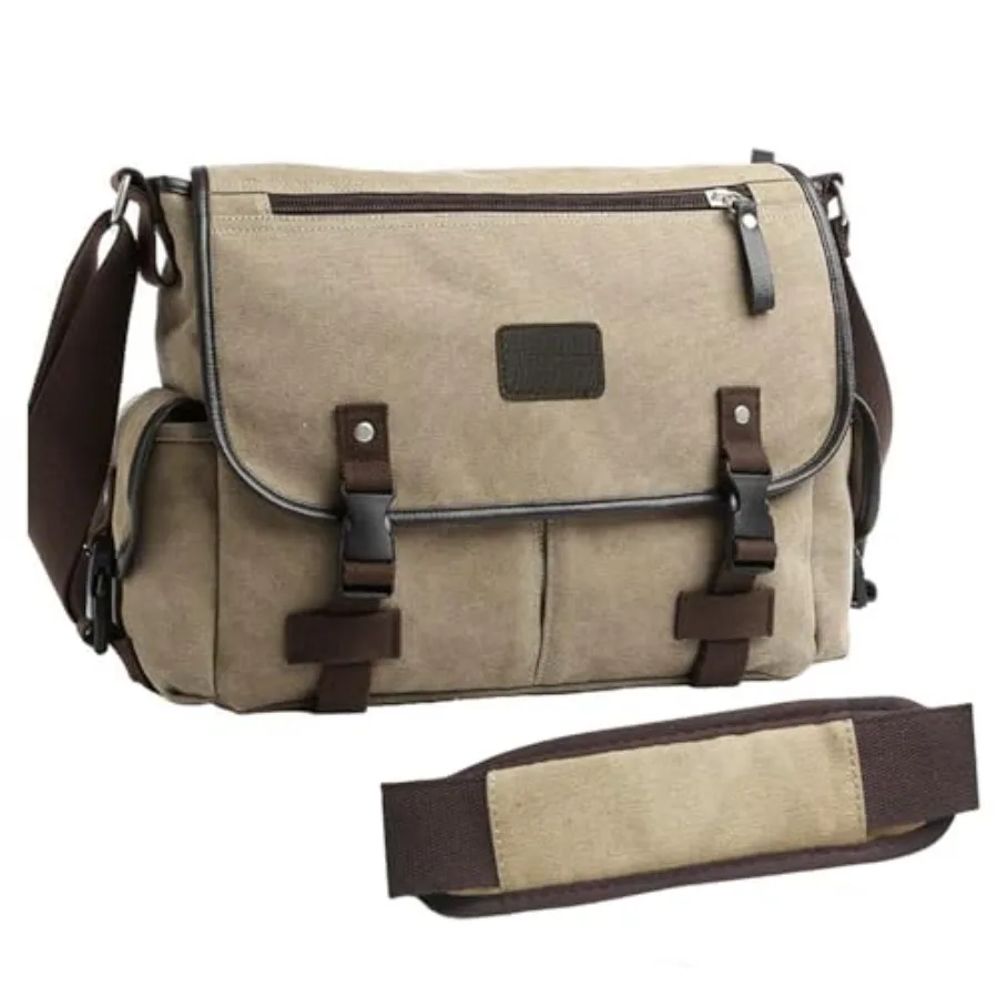 

Upgraded] Vintage Canvas Messenger Bag 13 15.6 Book Laptop Shoulder Bag Women Men New,es