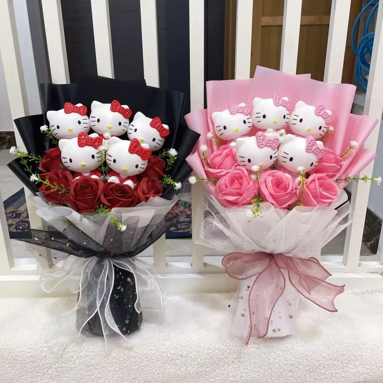 

Букет Hello Kitty ручной работы с героями мультфильмов, плюшевые куклы, креативные подарки на день Святого Валентина, Рождество, выпускной для девочек