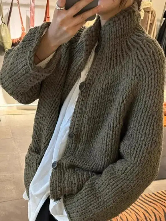 

Faionable Eena вязаный свитер женский свободный крой кардиган весна осень зима Sli Lazy Sle одежда корейская версия