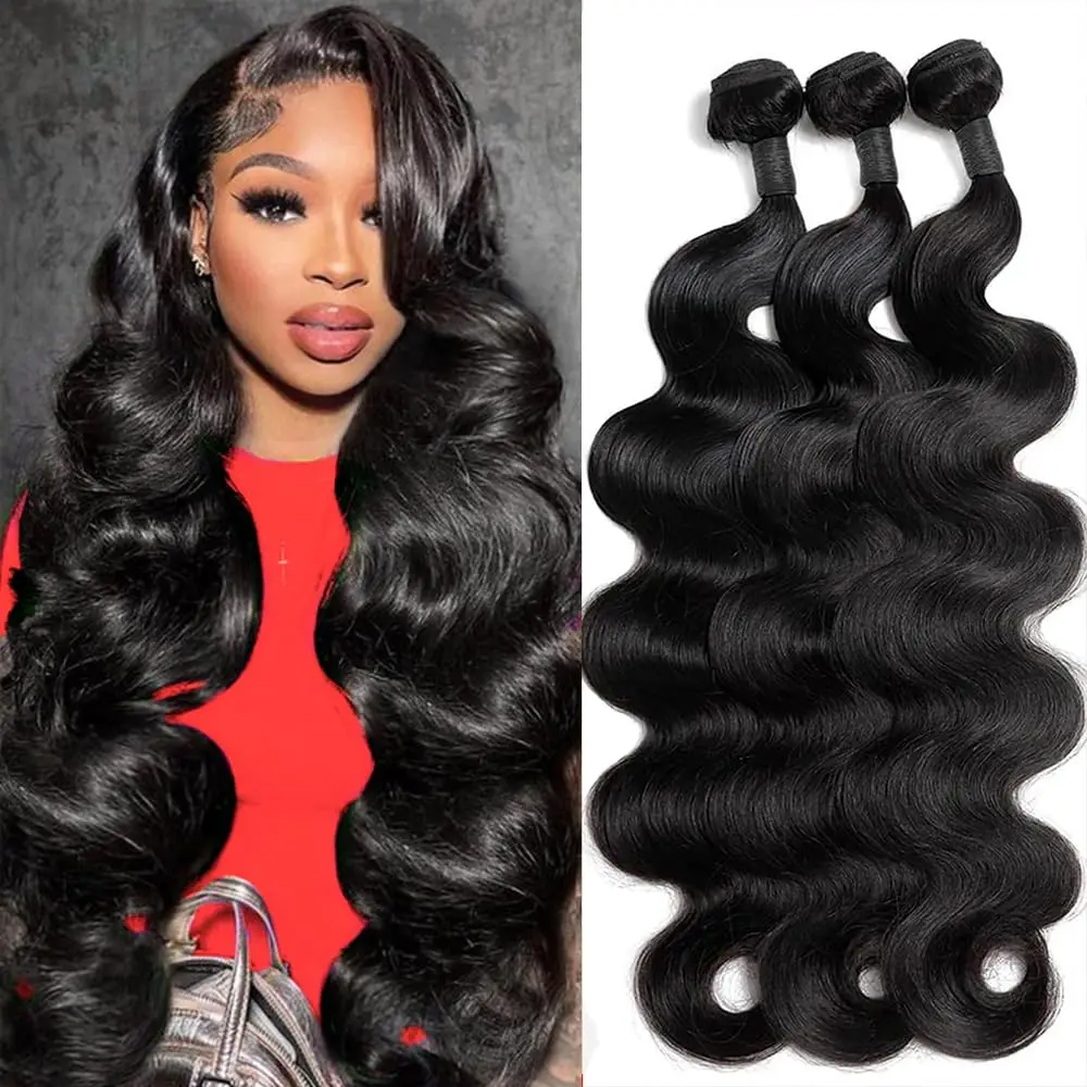 Tissage en Lot Brésilien Naturel Remy Body Wave, Extensions de Cheveux Bruts, Richesse, 1/3/4 Pièces