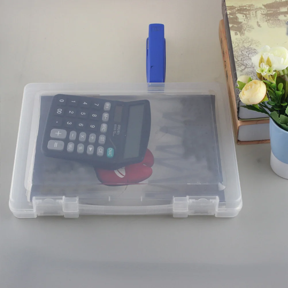 

Storage Container 32X23X4.5Cm Slim Portable Clear File Box Strong Buckle Dustproof Waterproof File Organizer Case