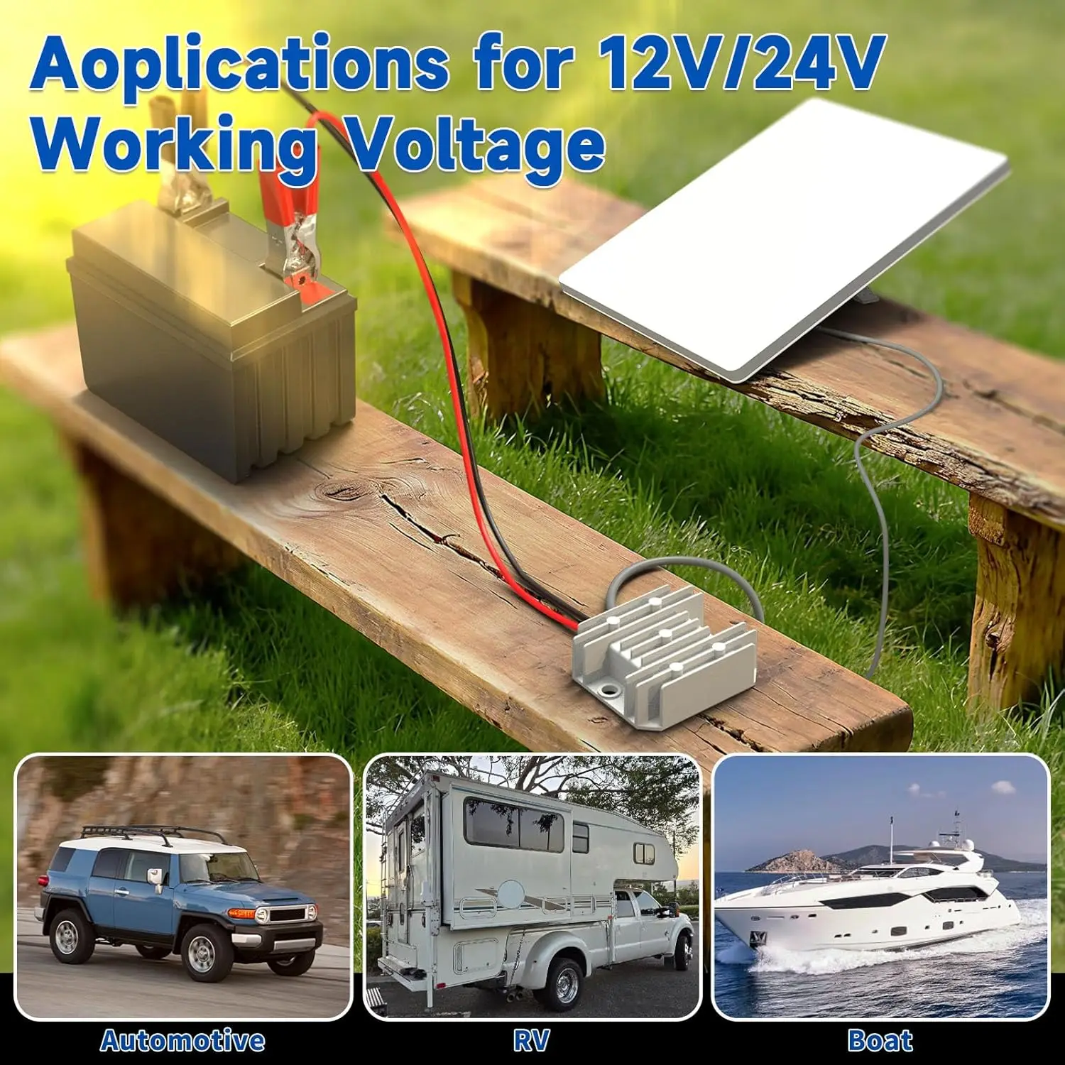 Starlink Mini 12V Adapter - 12V to 30V/3.5A DC Power Supply Converter for RV, Truck, Solar Panel with Removable Alligator Clips