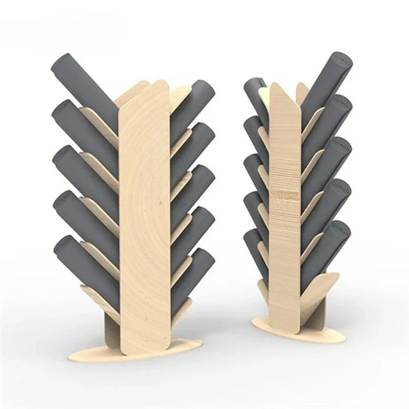 Wooden yoga mat rack PRO version gym foam shaft yoga mat storage column 10 shelves