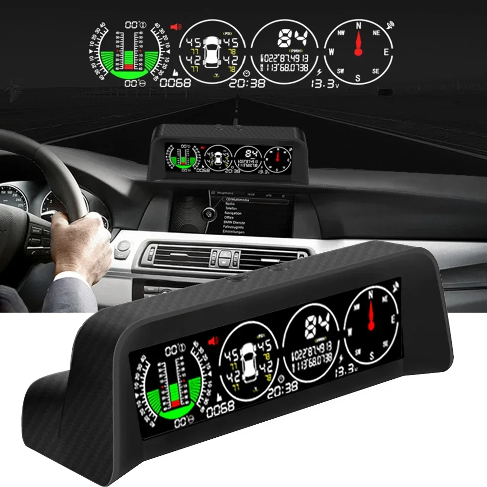 Compteur de pente intelligent X91 TPMS 4 en 1, GPS TPMS, moniteur de pneus, inclinomètre, gestion de la température des pneus, rappel de survitesse, nouveauté 2023