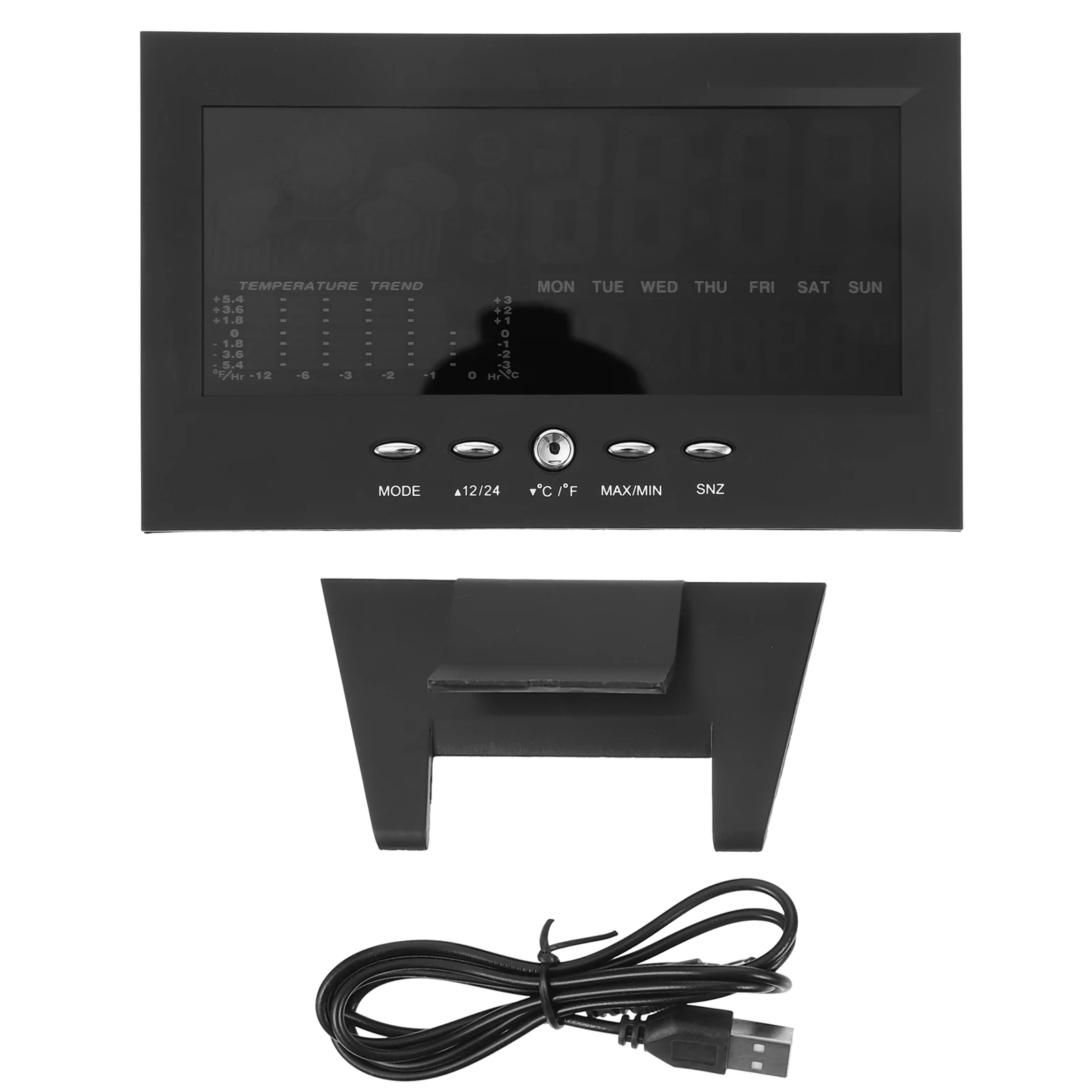 

LED Color Screen Clock Plastic Large Display Calendar Alarm Weather Desktop Birthday Gift Home Decor Electronic Timer