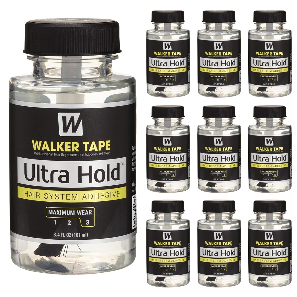 

Оптовая упаковка 10 шт. клея Walker Tape Ultra Hold Brush-On, 3.4 унции, водостойкий, для крепления париков и наращивания волос