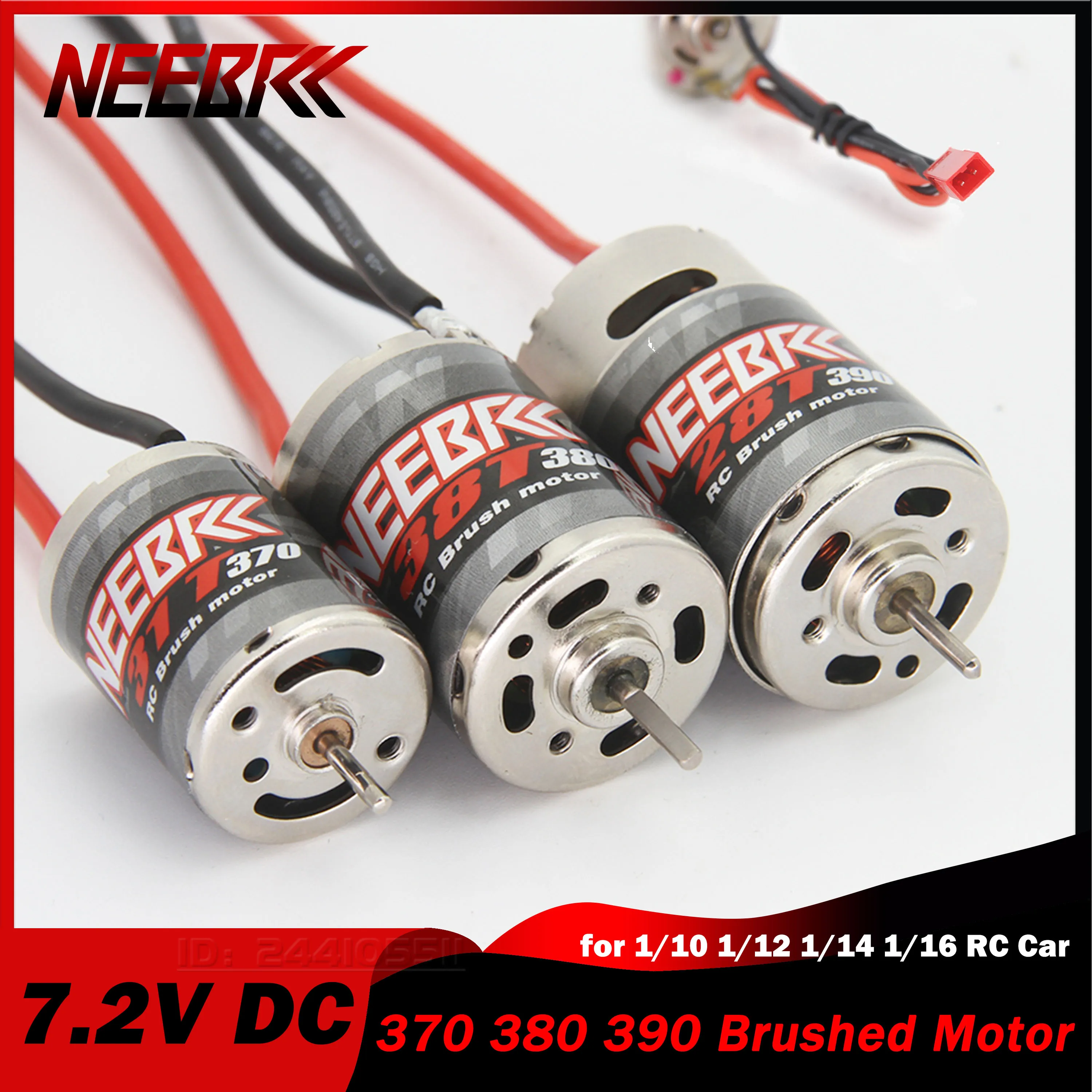 

NEEBRC 370 380 390 Brushed Motor 7.2V JST for 1/10 1/12 1/14 1/16 1/24 RC Crawler Car AXIAL SCX24 B17 TAM54393 TRX 7075 HSP RGT