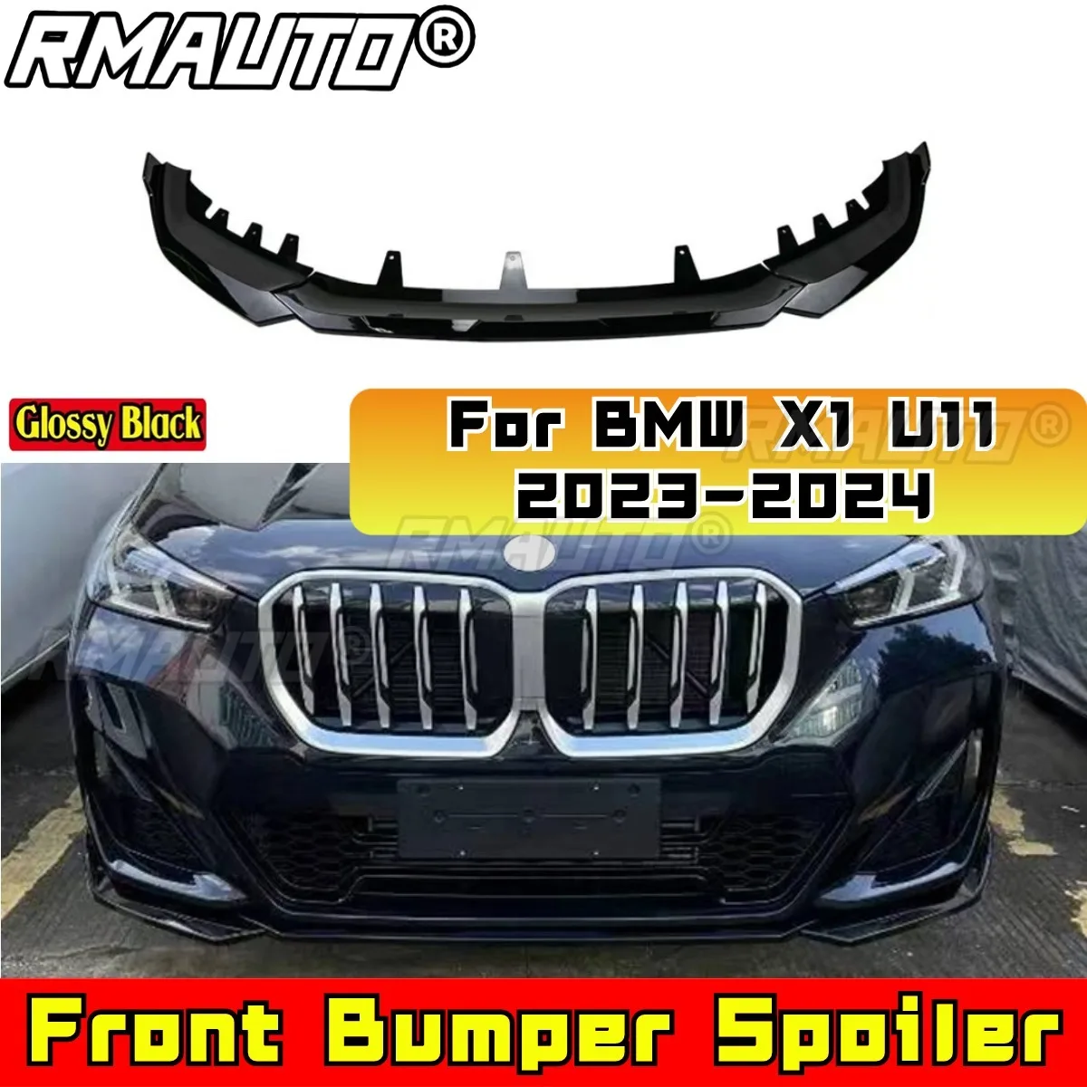 

Front Bumper Lip Spoiler Diffuser Splitters Body Kit Aprons Cover Guard Trim for BMW X1 U11 M Sport 2023-2024 Car Accessories
