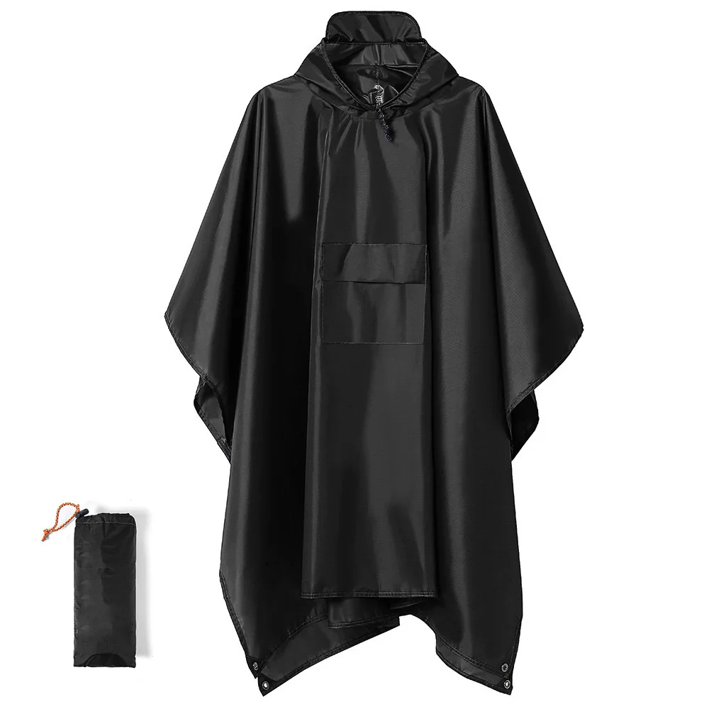 3 In 1 Outdoor Military Raincoat Hooded Sleeve Waterproof Rain Poncho Motorcycle Rain Cover Camping Hiking Travel Rainwear Tent